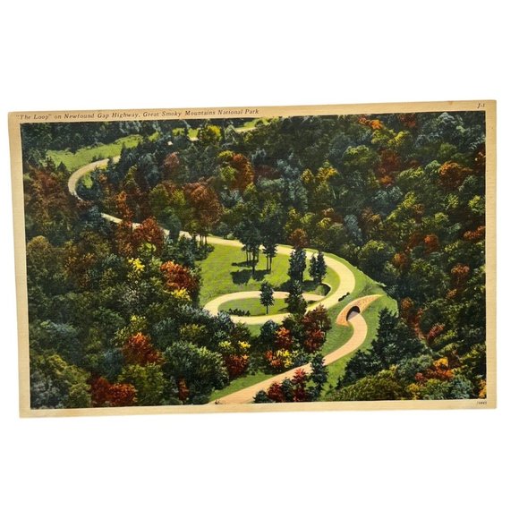 The Loop Great Smokey Mountains National Park Vintage Giant Linen Postcard - Picture 1 of 6